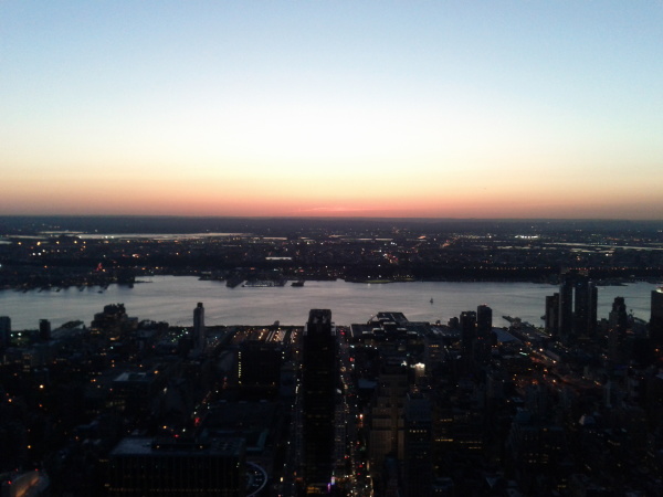View from the Empire State Building looking west at sunset